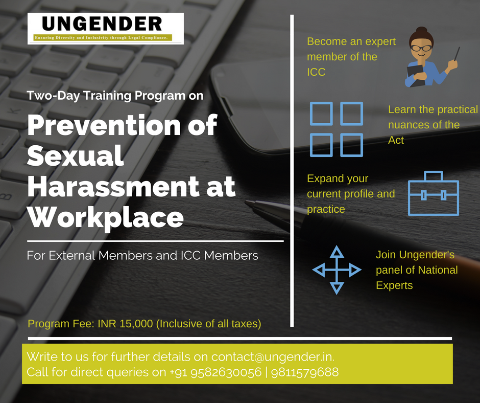 Prevention of Sexual Harassment at Workplace: Two Day Training and Certification Program for ICC members