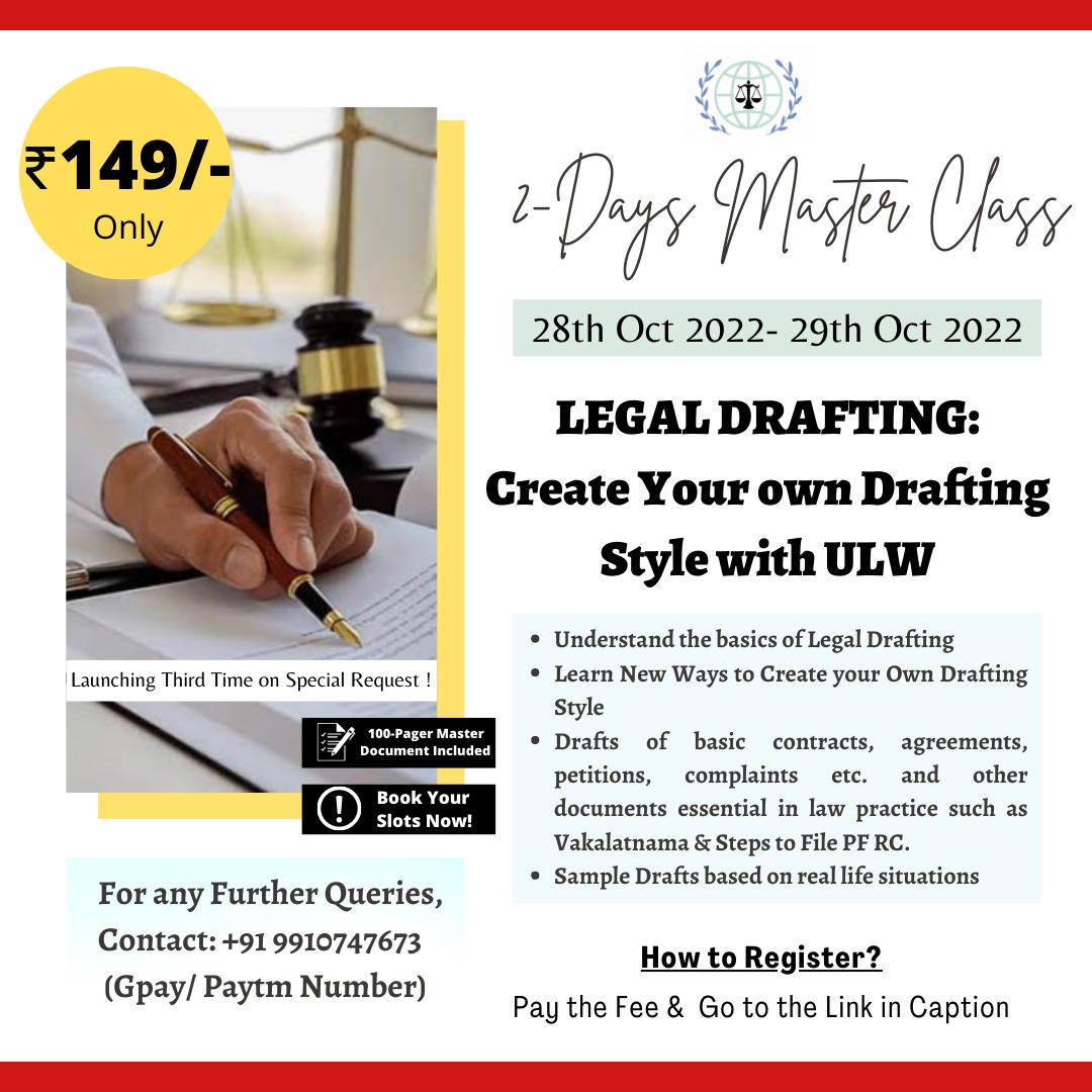 A 2 Day Master Class in Legal Drafting