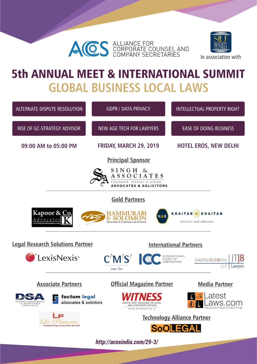 ACOS PRESENTS 5th ANNUAL MEET & INTERNATIONAL SUMMIT ON GLOBAL BUSINESS AND LOCAL LAWS