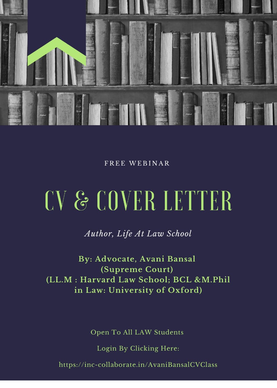 Hosting a Free Webinar For All Law Students on CV and Cover Letter Drafting