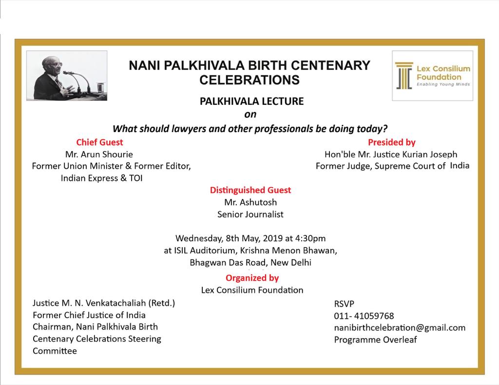NANI PALKHIVALA BIRTH CENTENARY CELEBRATIONS