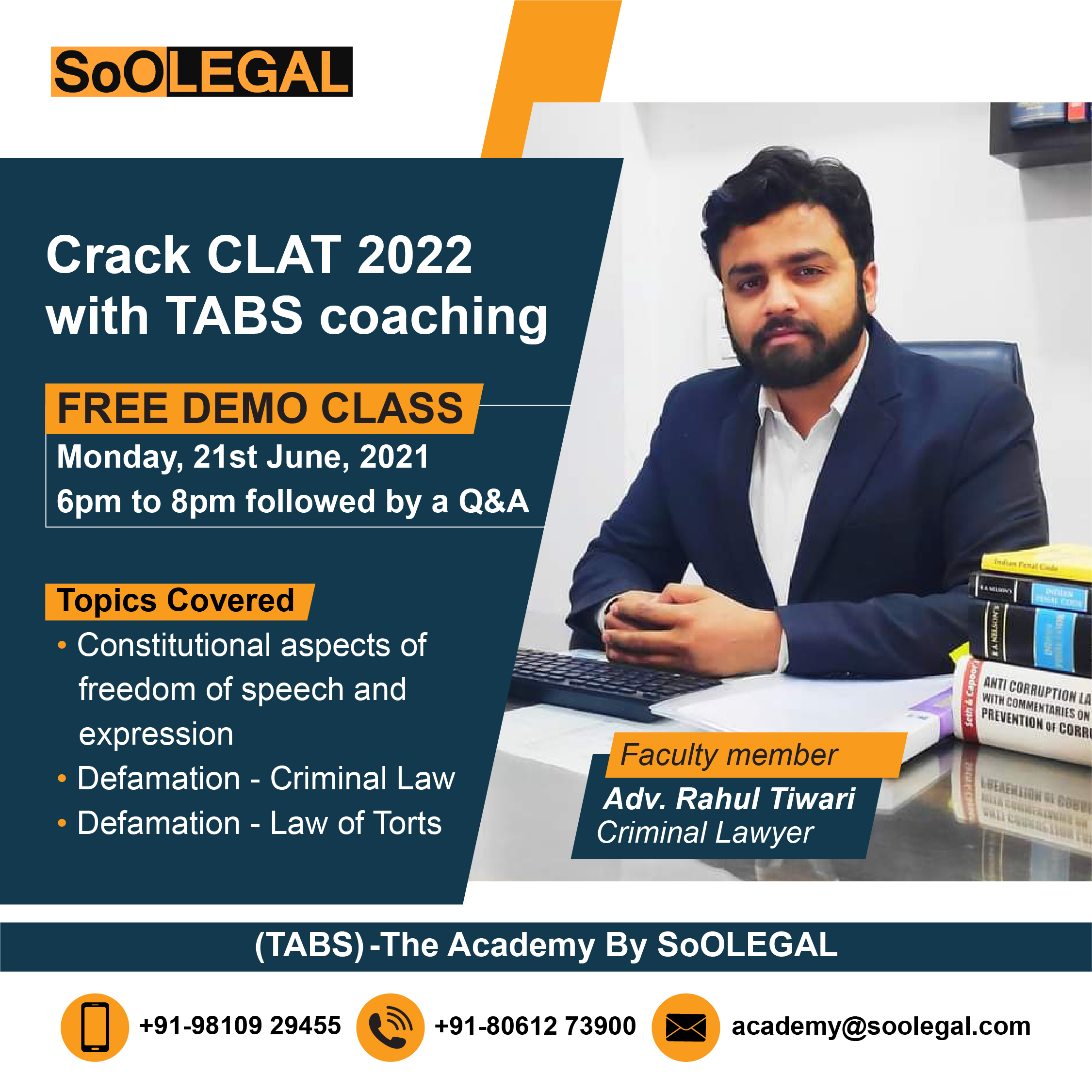 Free Demo Class - Crack CLAT 2022 with TABS coaching
