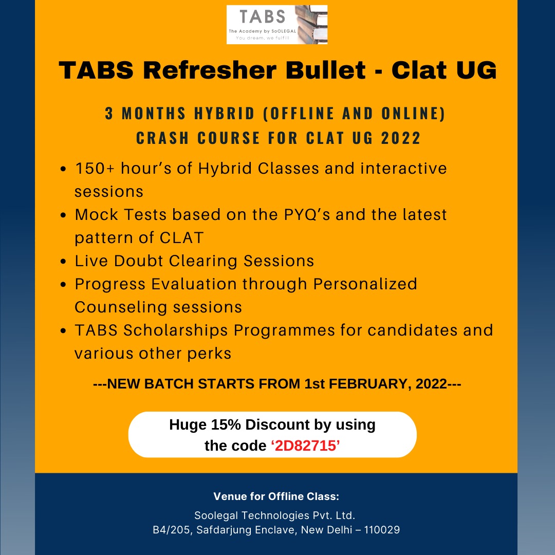 TABS Refresher Bullet - 3 Months Hybrid Crash Course for CLAT UG 2022