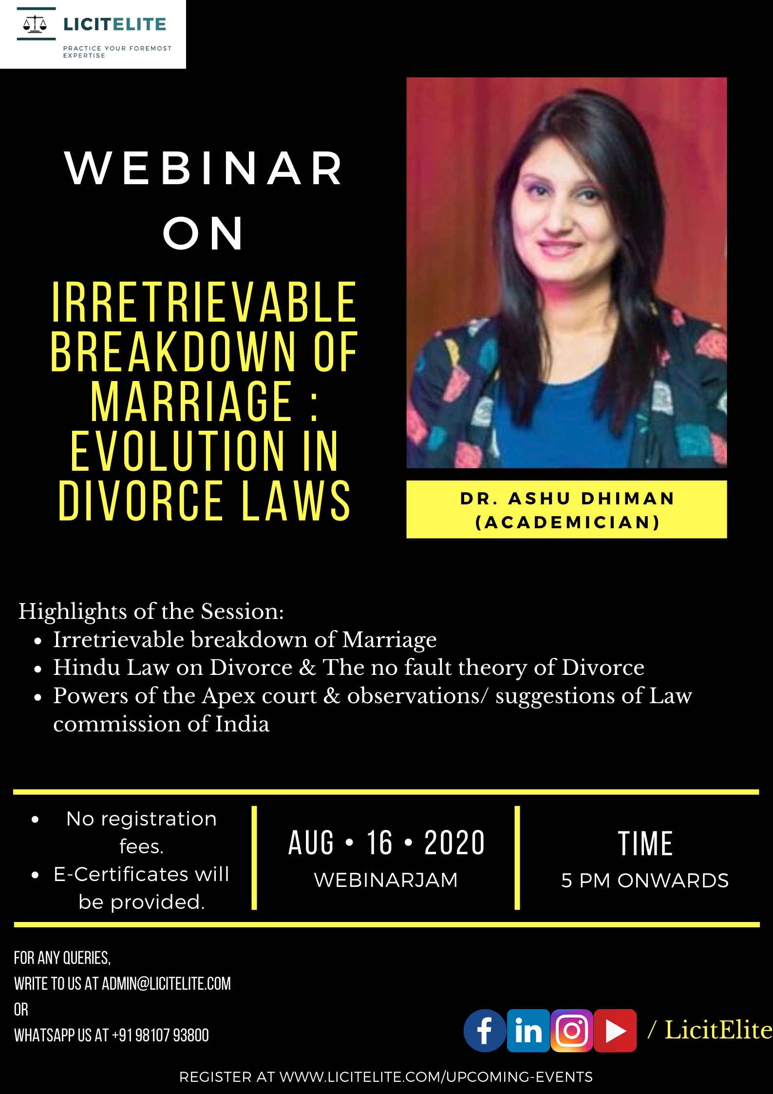 Webinar on Irretrievable breakdown of Marriage : Evolution in divorce laws