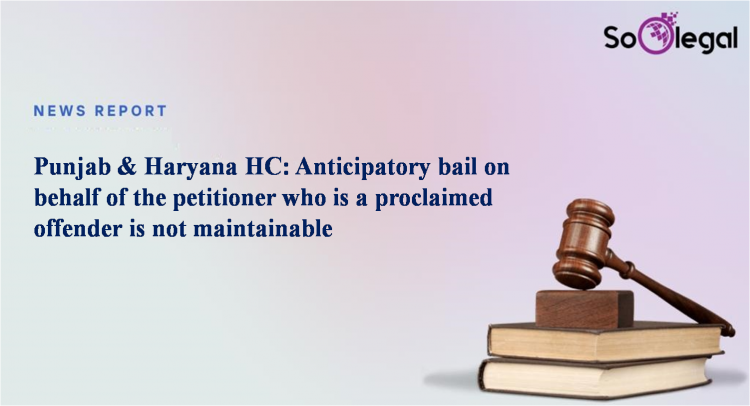 Punjab & Haryana HC: Anticipatory bail on behalf of the petitioner who is a proclaimed offender is not maintainable
