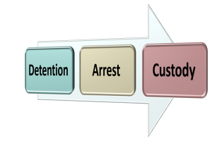 Difference between Detention, Arrest and Custody